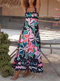Dobabies-Summer Vacation Dress Casual Dress Printed Suspender Maxi Dress