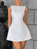 Dobabies-Summer Vacation Dress Casual Dress Ivory Elegance - Sleeveless Mini Dress
