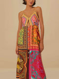 Dobabies-Summer Vacation Dress Casual Dress Bohemian Mosaic - V-Neck Strap Midi Dress