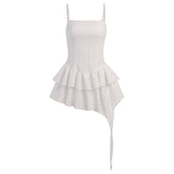 Dobabies-Graduation Gift Back to School Season Women Summer Sexy y2k Fairy Dress Casual Loose Dress Embroidery Cutout Irregular Hem Slim Mini Dress