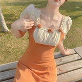 Dobabies-Women Summer Sexy y2k Fairy Dress Casual Loose Dress Orange Fairy Core Dress