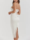 DOBABIES-SUMMER DRESS INS STYLE Pearl Decor Strapless Midi Dress