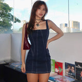 Dobabies-Y2K Style Summer Vacation Dress Streetwear INS Style on Denim Mini Dress
