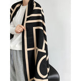 DOBABIES- Spring And Autumn Imitation Cashmere Shawl Silk Scarf With Warm Tassel Geometric Scarf
