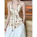 DOBABIES-Acid Satin Camis Vest for Women with Minimalist Design Sleeveless Top