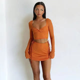 BACK TO SCHOOL OUTFITS-DOBABIES- Sweetheart Tangerine Dream Mini Skirt Set