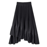 BACK TO SCHOOL OUTFITS-DOBABIES- Reno Pleated Asymmetrical Long Skirt