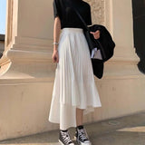 BACK TO SCHOOL OUTFITS-DOBABIES- Reno Pleated Asymmetrical Long Skirt