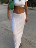 DOBABIES Summer Knit Long Skirt Women Sexy Holiday Party Beach Cove-Up Midi Skirts Dropped Waist See Through Wrap White Maxi Skirt