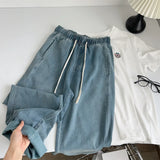 DOBABIES-Silk Curved Washed Jeans Women's Summer High Waist Loose Wide Leg Denim Pant