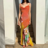 DOBABIES-Summer Floral Print Maxi Dress Women Sexy Spaghetti Straps Sleeveless Evening Party Dress Lady Backless Elegant Dress 2024