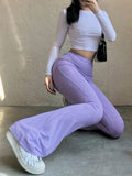 BACK TO SCHOOL OUTFITS-DOBABIES- 'I Purple U' Aesthetic Flared Bottom Pants