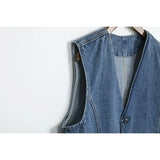DOBABIES-Womens Denim Vest Sleeveless V Neck Button Down Jean Waistcoat Jacket Y2K Summer Crop Tops