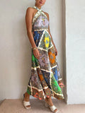 Dobabies-Summer Vacation Dress Casual Dress Paisley Satin Floral Midi Dress