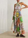 Dobabies-Summer Vacation Dress Casual Dress Paisley Satin Floral Midi Dress